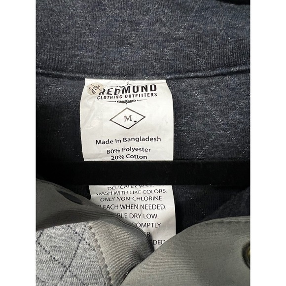 Redmond Clothing Outfitters Quilted Pullover Gray Button Up Mens Size M - Picture 2 of 5